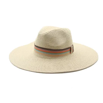ženske, poletni klobuki, moški big robna trdna pasu pasu prugasta priložnostne sonce klobuki moški ženske zelena, roza, rumena zaščito pred soncem moški klobuki slame