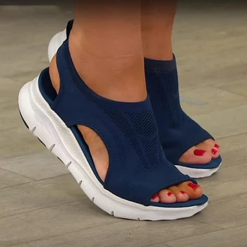 Ženske Sandali Barva Votlih Iz Očesa Priložnostne Ženske Klin Čevlji Platforme Open Toe Slip-On Ženski Sandalias Mujer Zapatos