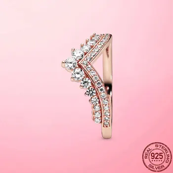 Ženske Tesnilo Novo 925 Sterling Srebro Princesa Wishbone prstanec Obroči za Ženske Poročni prstan Posla Fine Nakit Anel Darilo