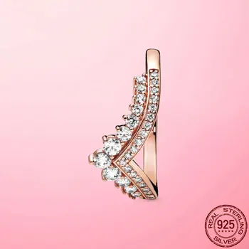 Ženske Tesnilo Novo 925 Sterling Srebro Princesa Wishbone prstanec Obroči za Ženske Poročni prstan Posla Fine Nakit Anel Darilo