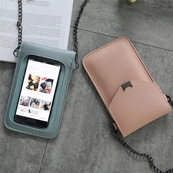 Ženske, Zaslon na Dotik, Mobilni telefon, denarnico pregleden enostaven vrečko nove hasp križ torbica za Pametni Usnje Rami svetloba torbice