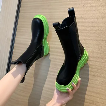 Ženske Škornji Pravega Usnja, Chelsea Škornji Non-Slip Ženski Škornji Nov Modni Črno Bel