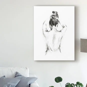 Žensko linijo za risanje umetnosti platno slikarstvo povzetek gola ženska po kopeli minimalism plakat, kopalnica slika domov dekoracijo sten
